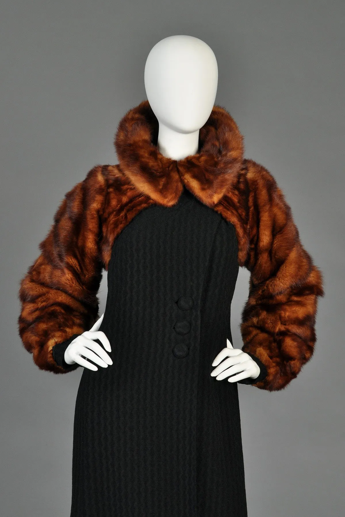 1930s Whiskey Mink Fur Sleeve Coat