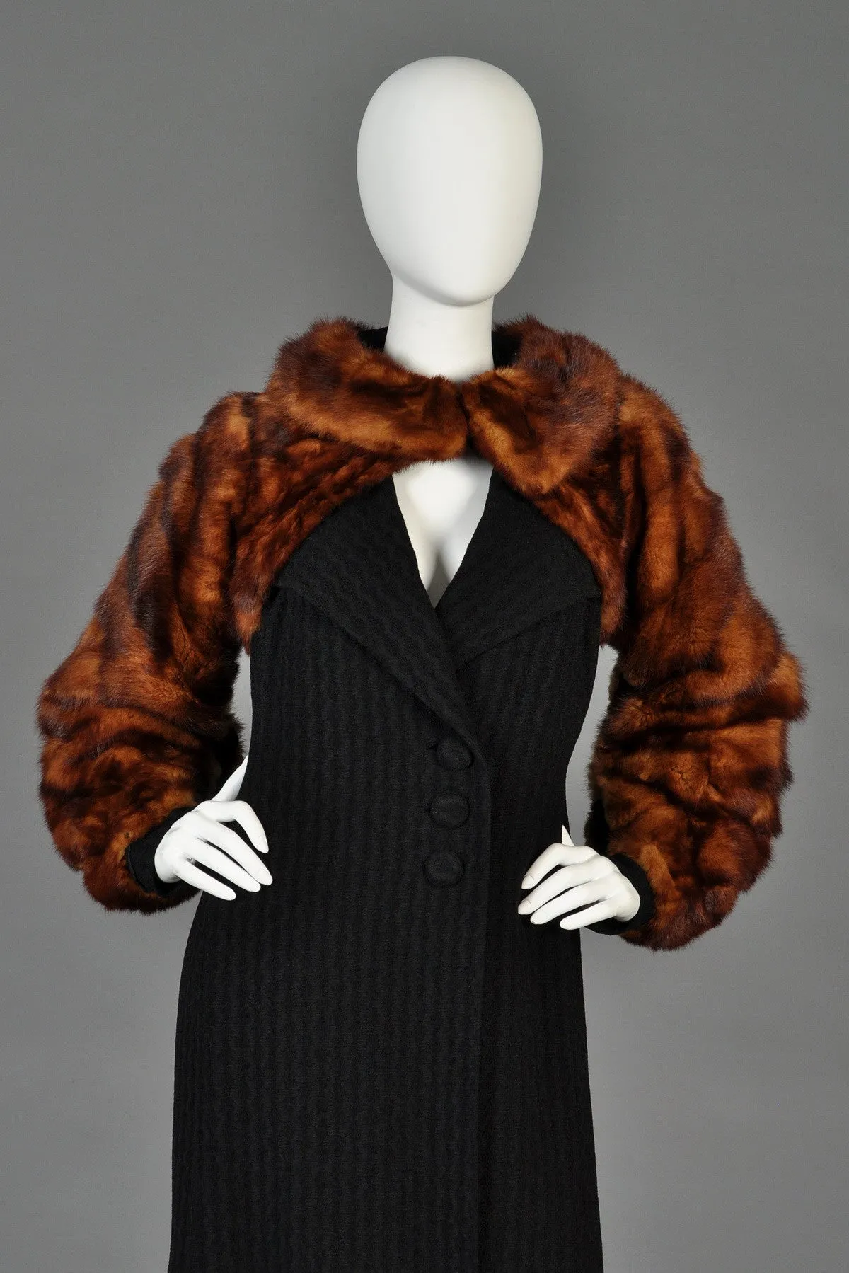 1930s Whiskey Mink Fur Sleeve Coat