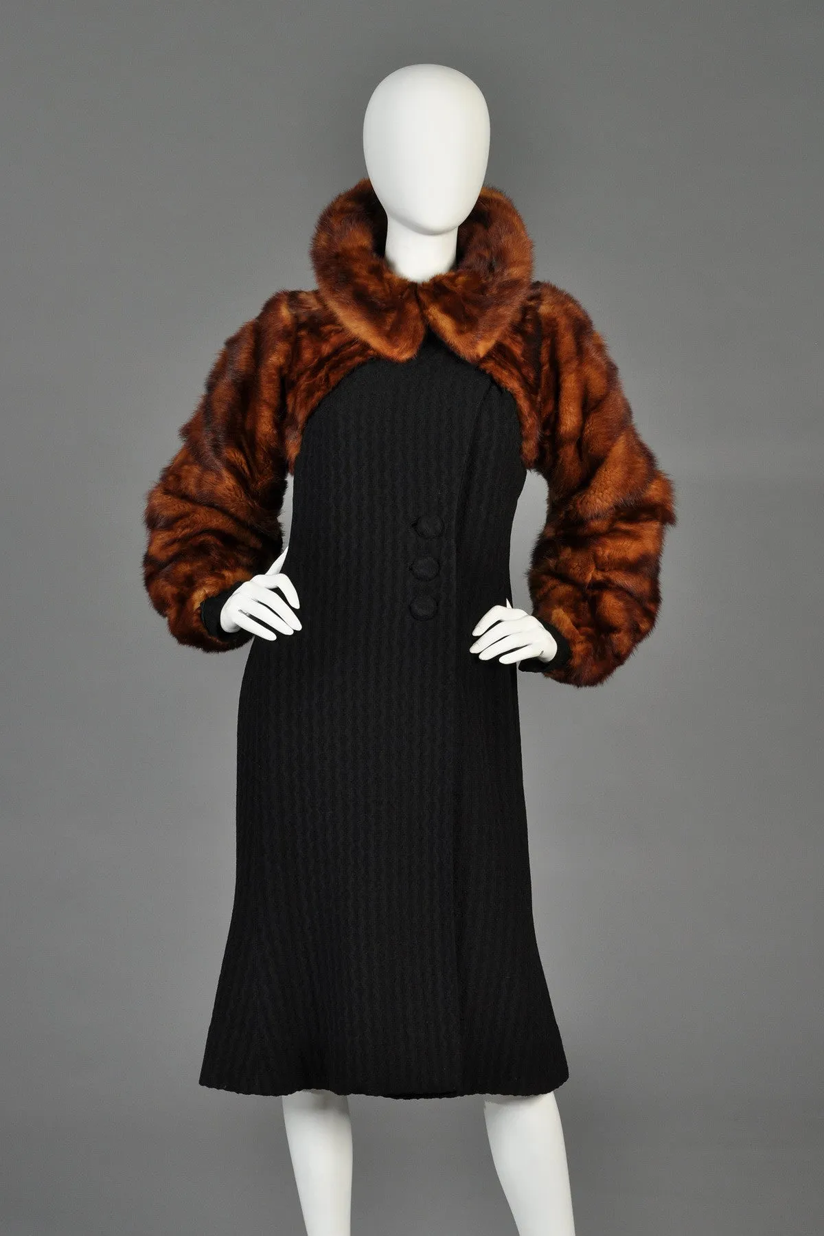 1930s Whiskey Mink Fur Sleeve Coat