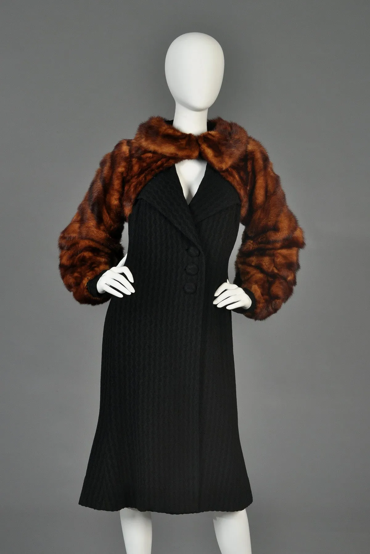 1930s Whiskey Mink Fur Sleeve Coat