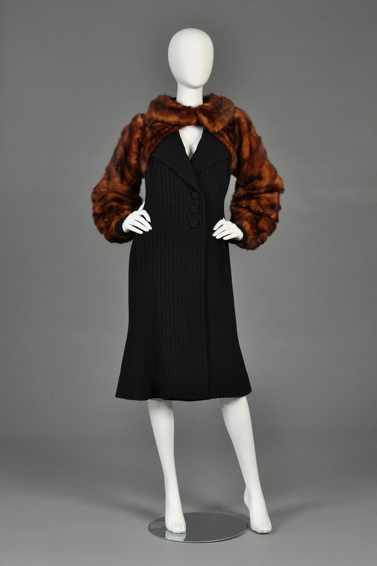 1930s Whiskey Mink Fur Sleeve Coat