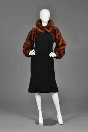 1930s Whiskey Mink Fur Sleeve Coat