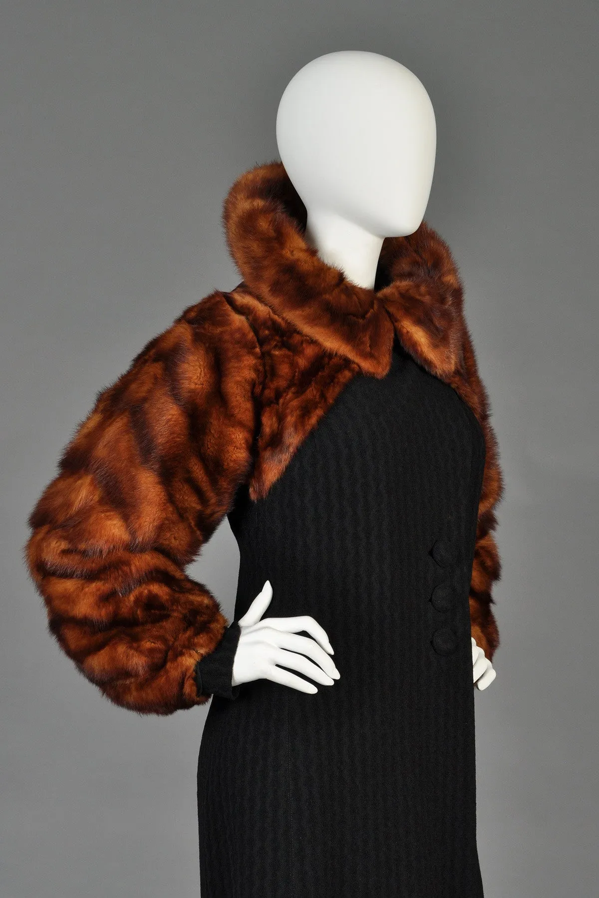 1930s Whiskey Mink Fur Sleeve Coat
