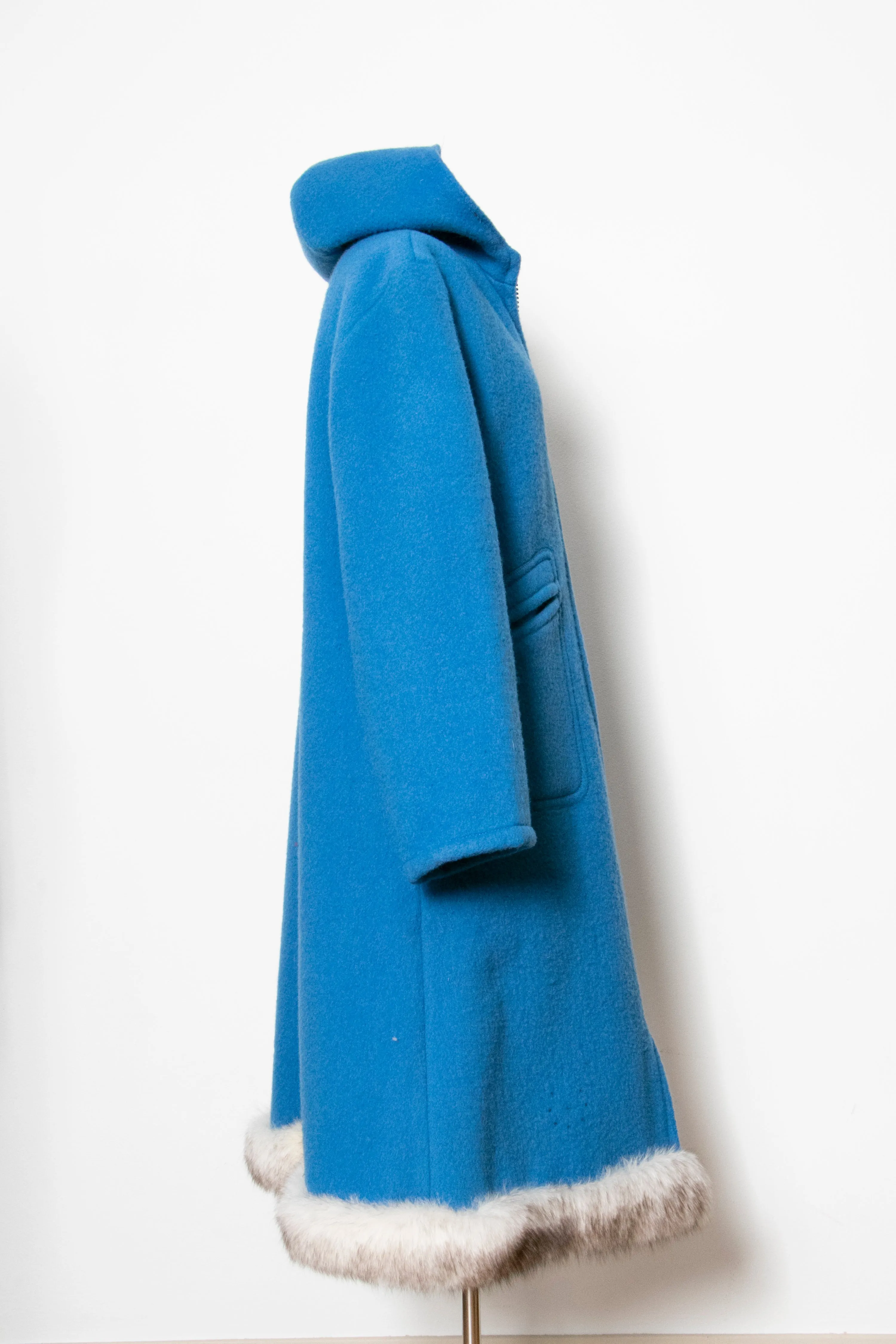 1970s Parka Coat Hooded Wool Long S