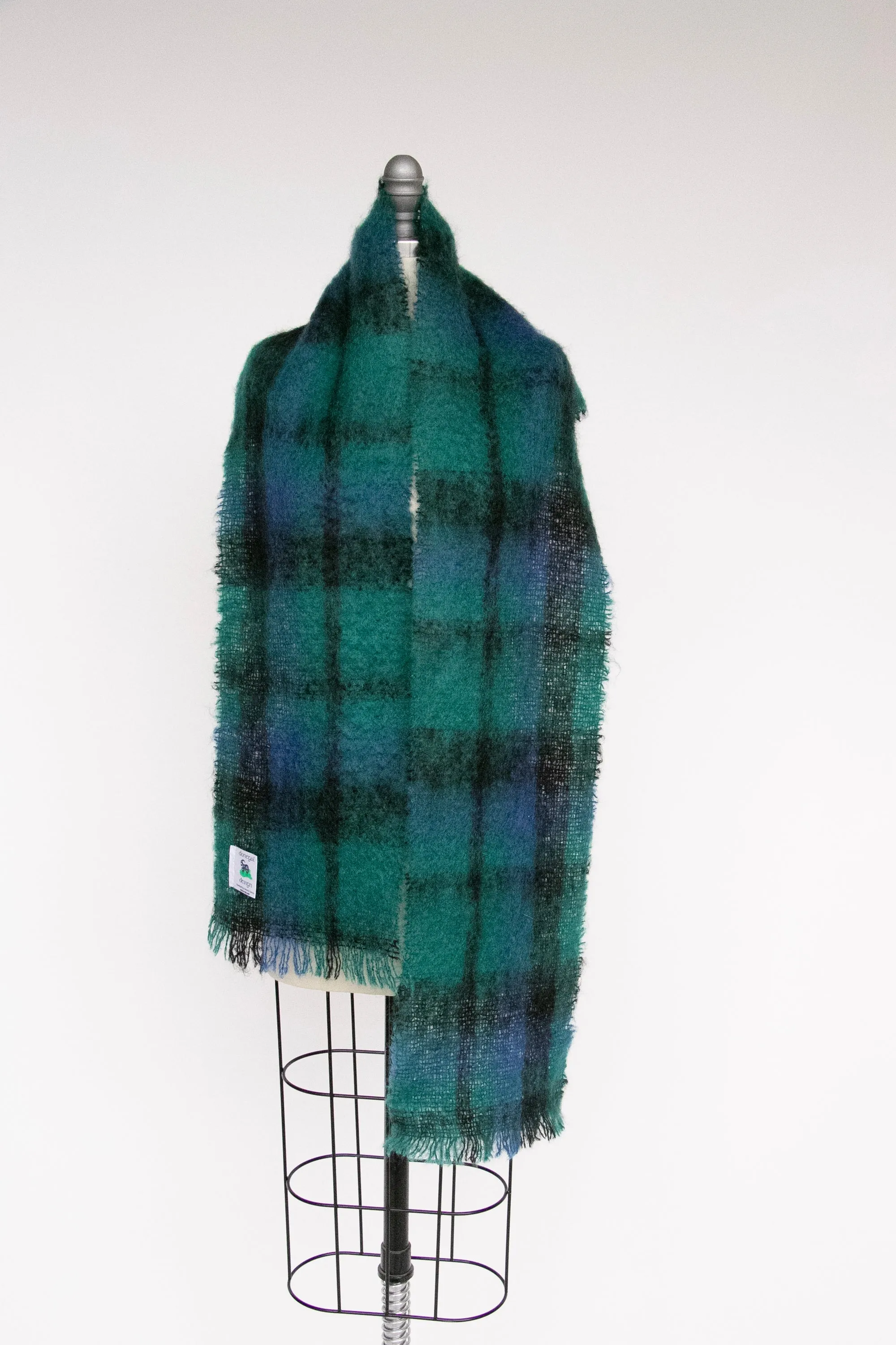 1980s Scarf Mohair Wool Plaid Knit Wrap Ireland
