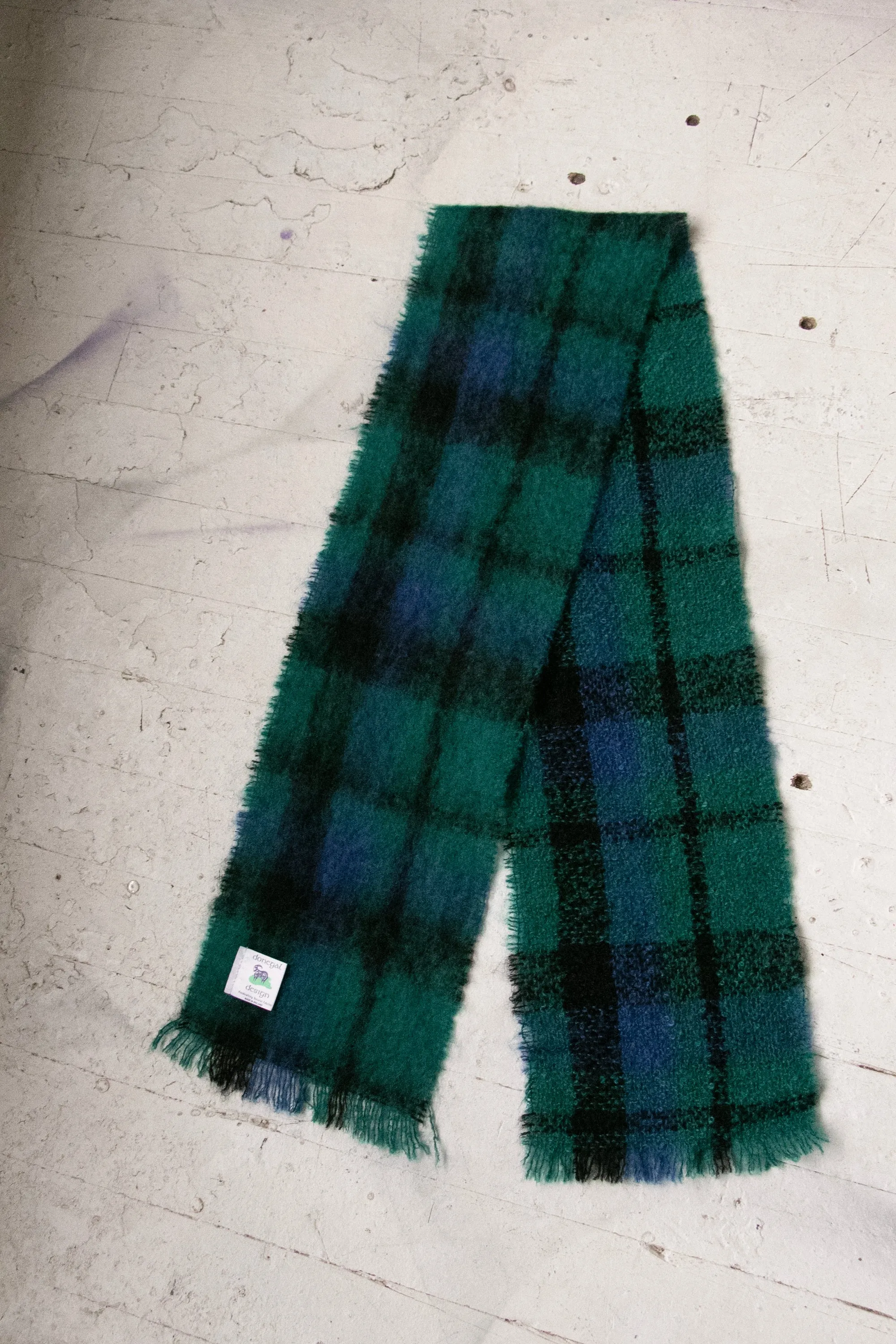 1980s Scarf Mohair Wool Plaid Knit Wrap Ireland