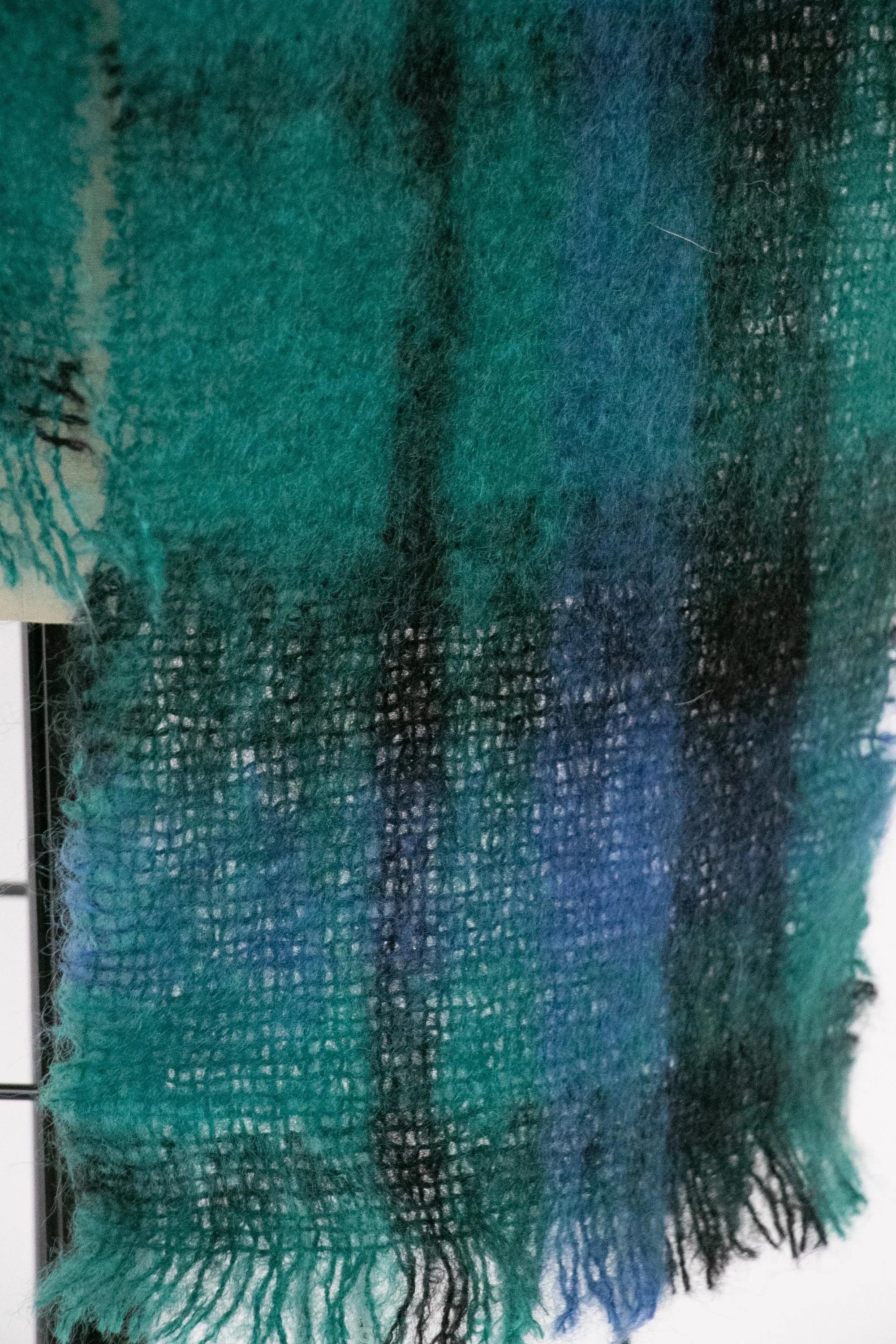 1980s Scarf Mohair Wool Plaid Knit Wrap Ireland