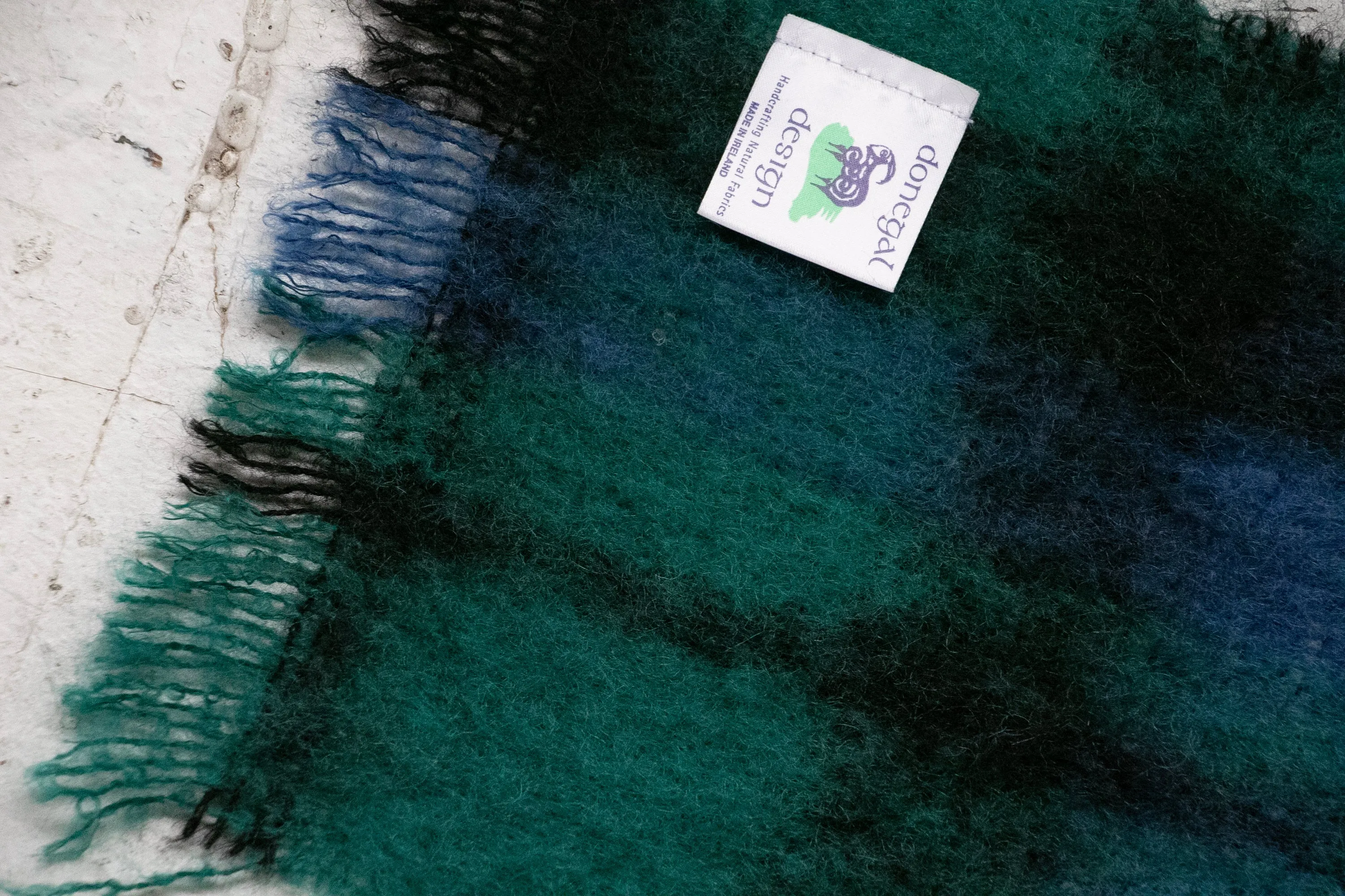 1980s Scarf Mohair Wool Plaid Knit Wrap Ireland
