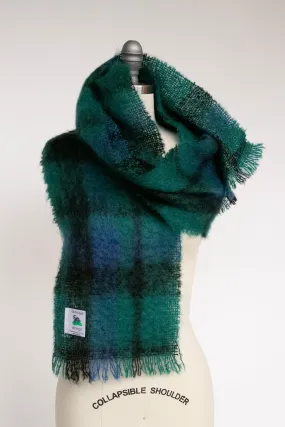 1980s Scarf Mohair Wool Plaid Knit Wrap Ireland