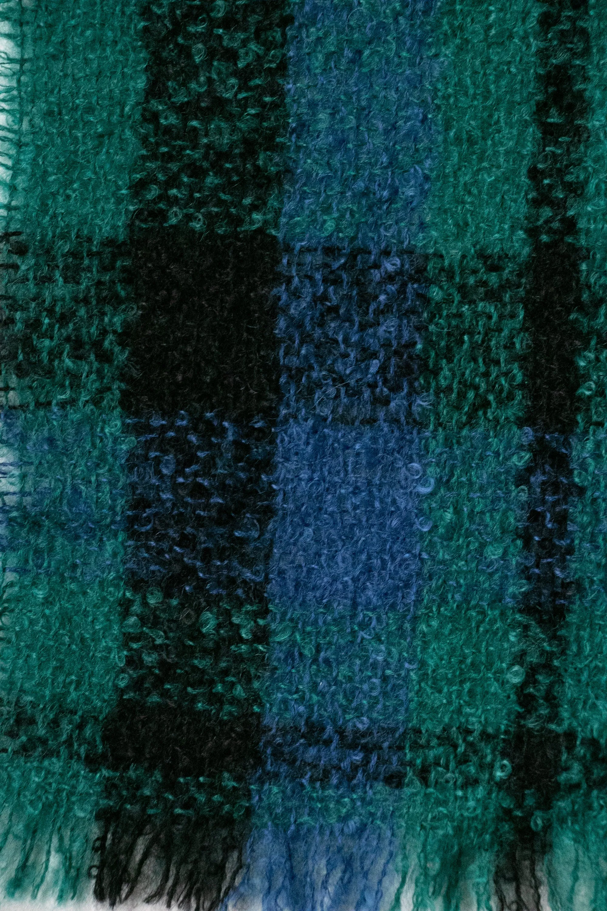 1980s Scarf Mohair Wool Plaid Knit Wrap Ireland