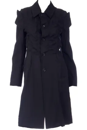 2010 Comme des Garcons Ruched Avant Garde Black Coat
