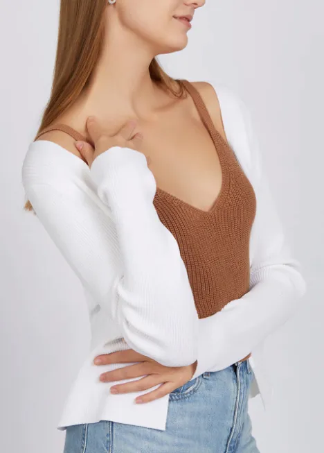 525 AMERICA JESS BUTTON FRONT CROPPED CARDI