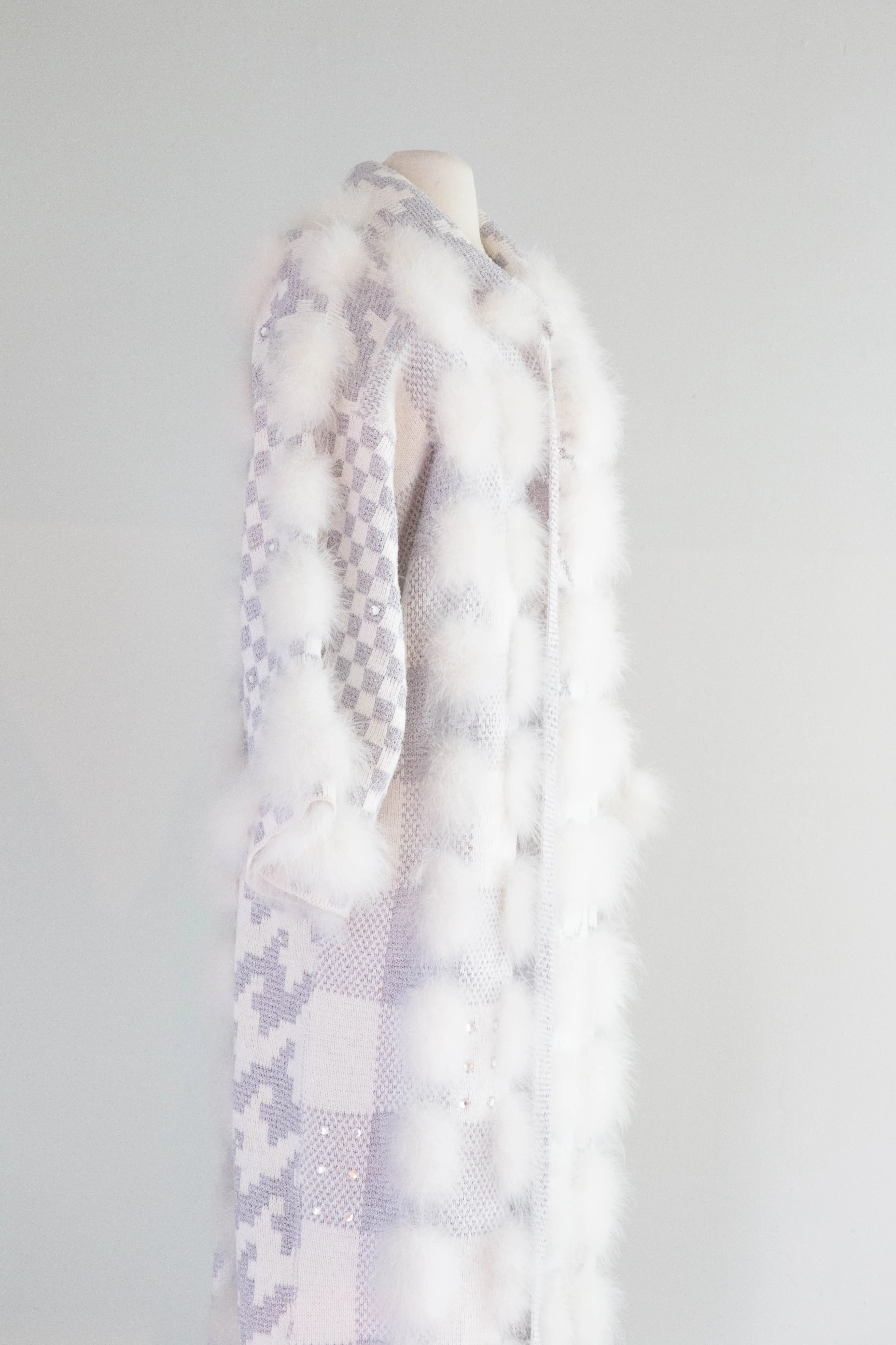 Absolutely Fabulous 1980's Marabou Knit Art Coat / Medium