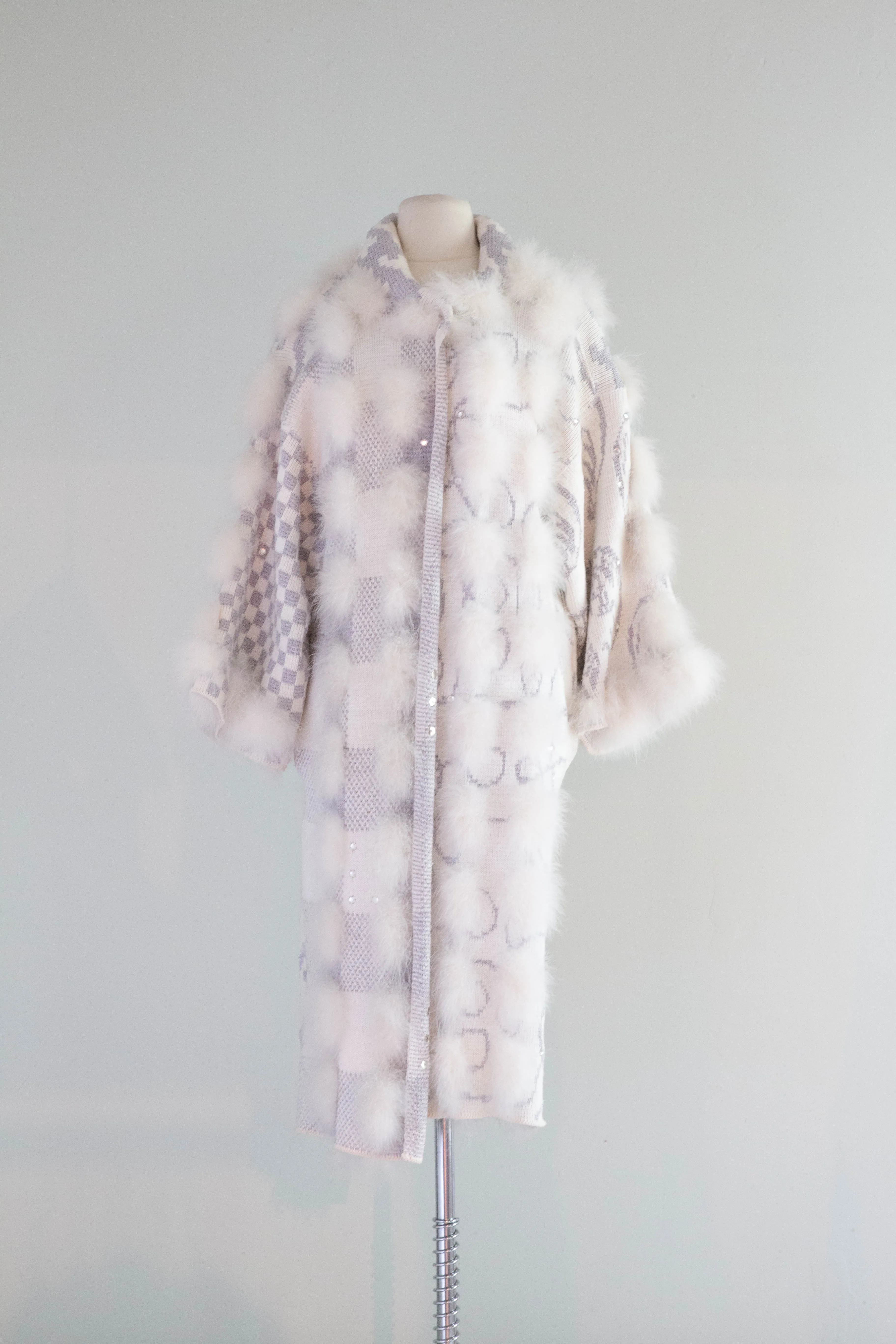 Absolutely Fabulous 1980's Marabou Knit Art Coat / Medium