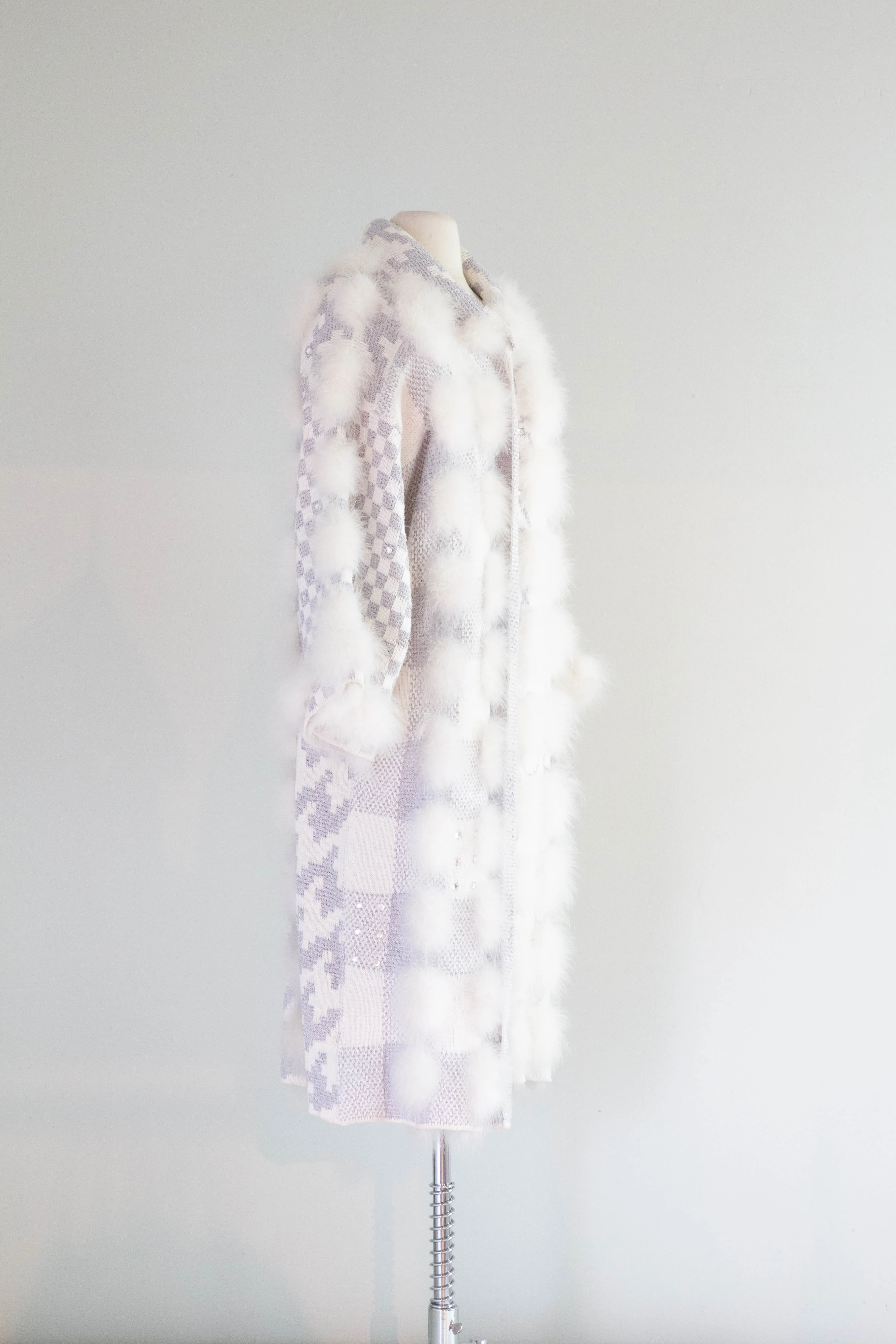 Absolutely Fabulous 1980's Marabou Knit Art Coat / Medium