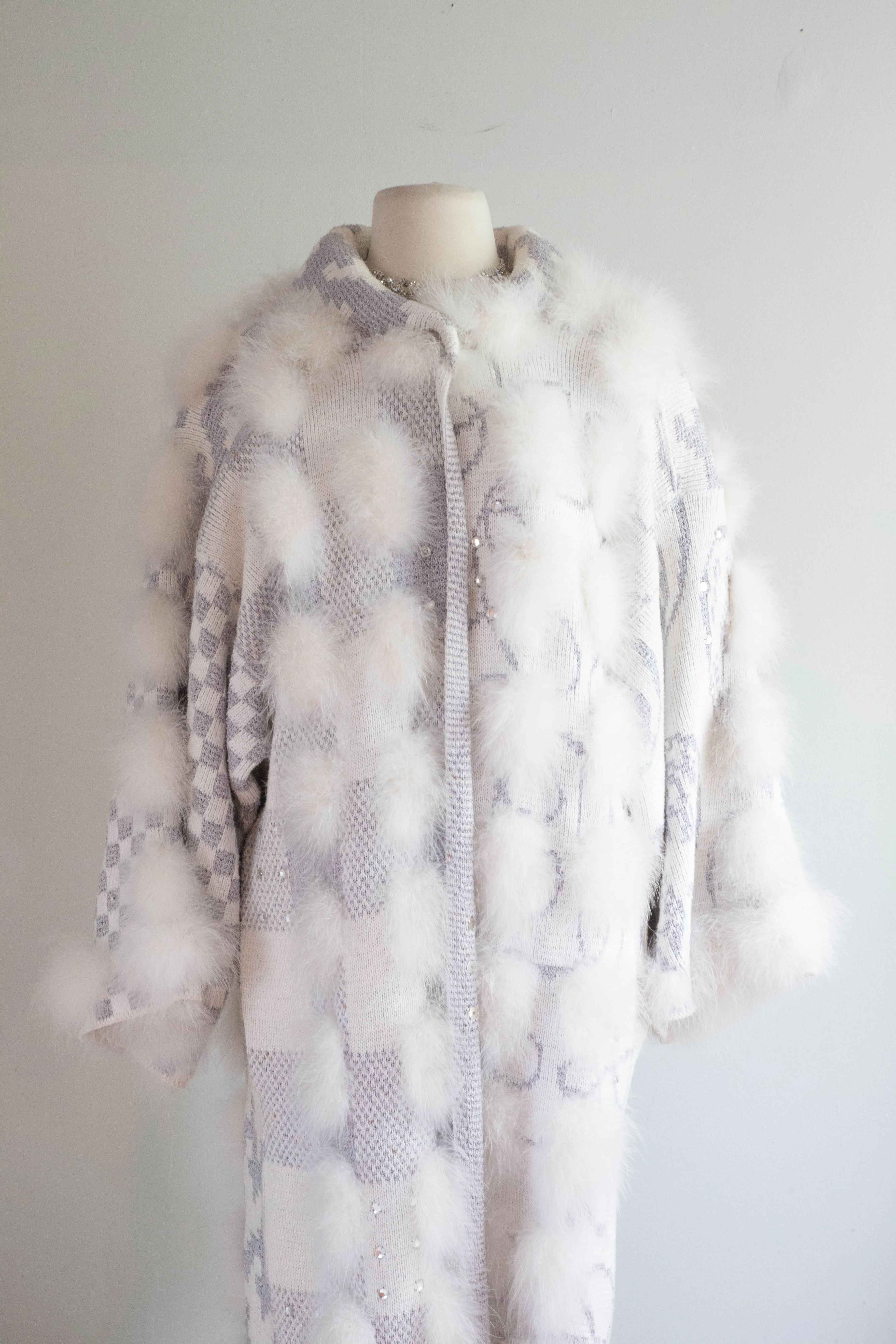 Absolutely Fabulous 1980's Marabou Knit Art Coat / Medium