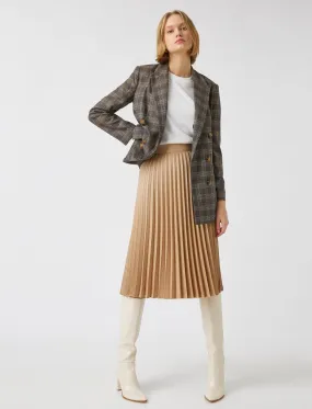 Accordion Pleated Skirt in Beige