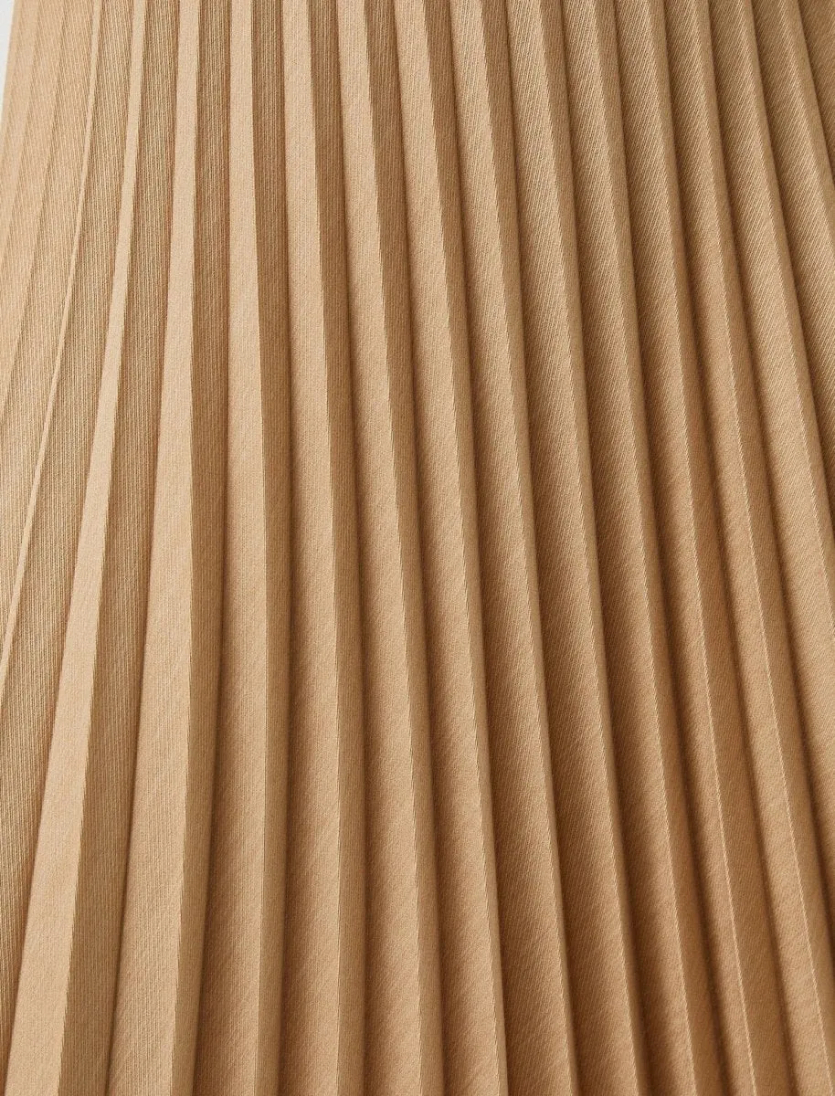 Accordion Pleated Skirt in Beige