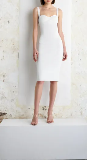 AMBER sweetheart neckline midi dress - white