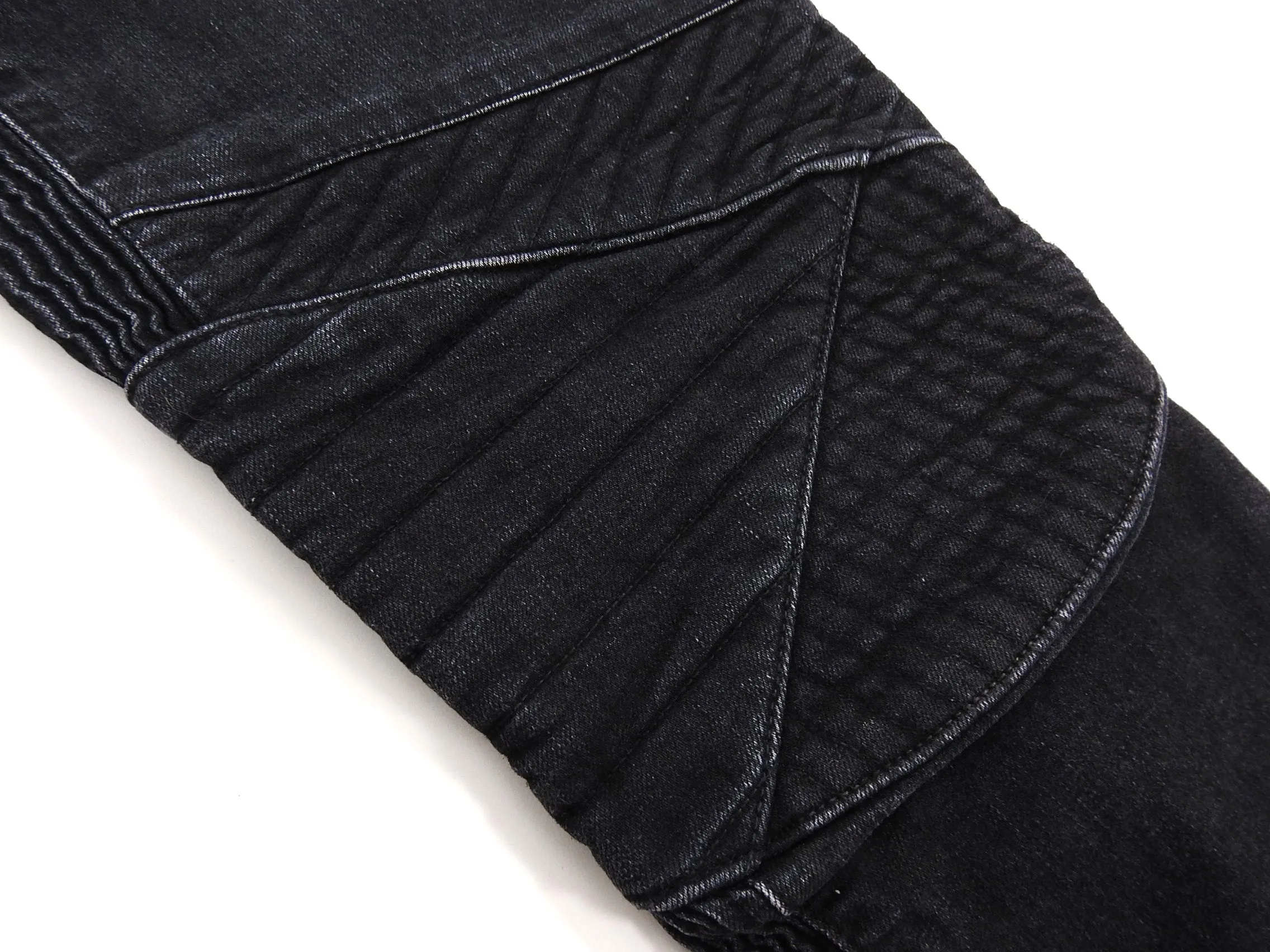 Balmain Black Slim Biker Ribbed Denim Jeans - 34