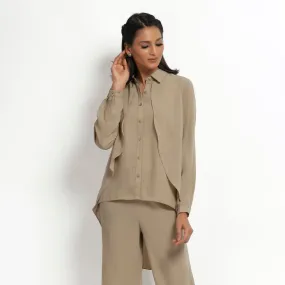 Beige Double Layer Asymmetrical Top