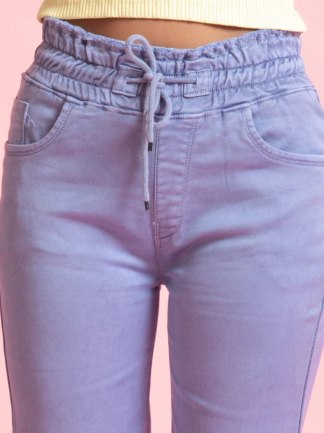 Blue Denim Full-Length Elastic Closure Jeans