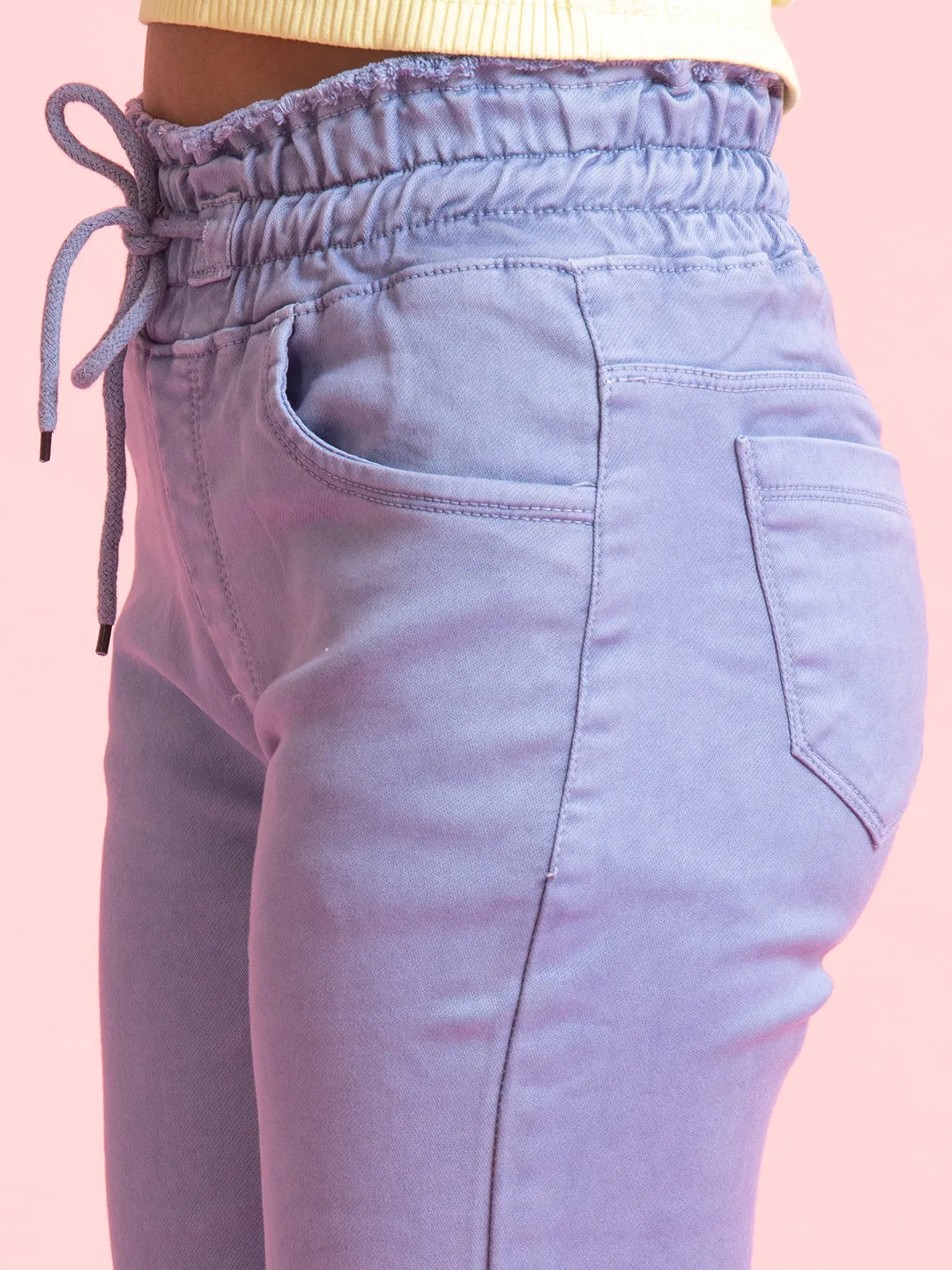 Blue Denim Full-Length Elastic Closure Jeans