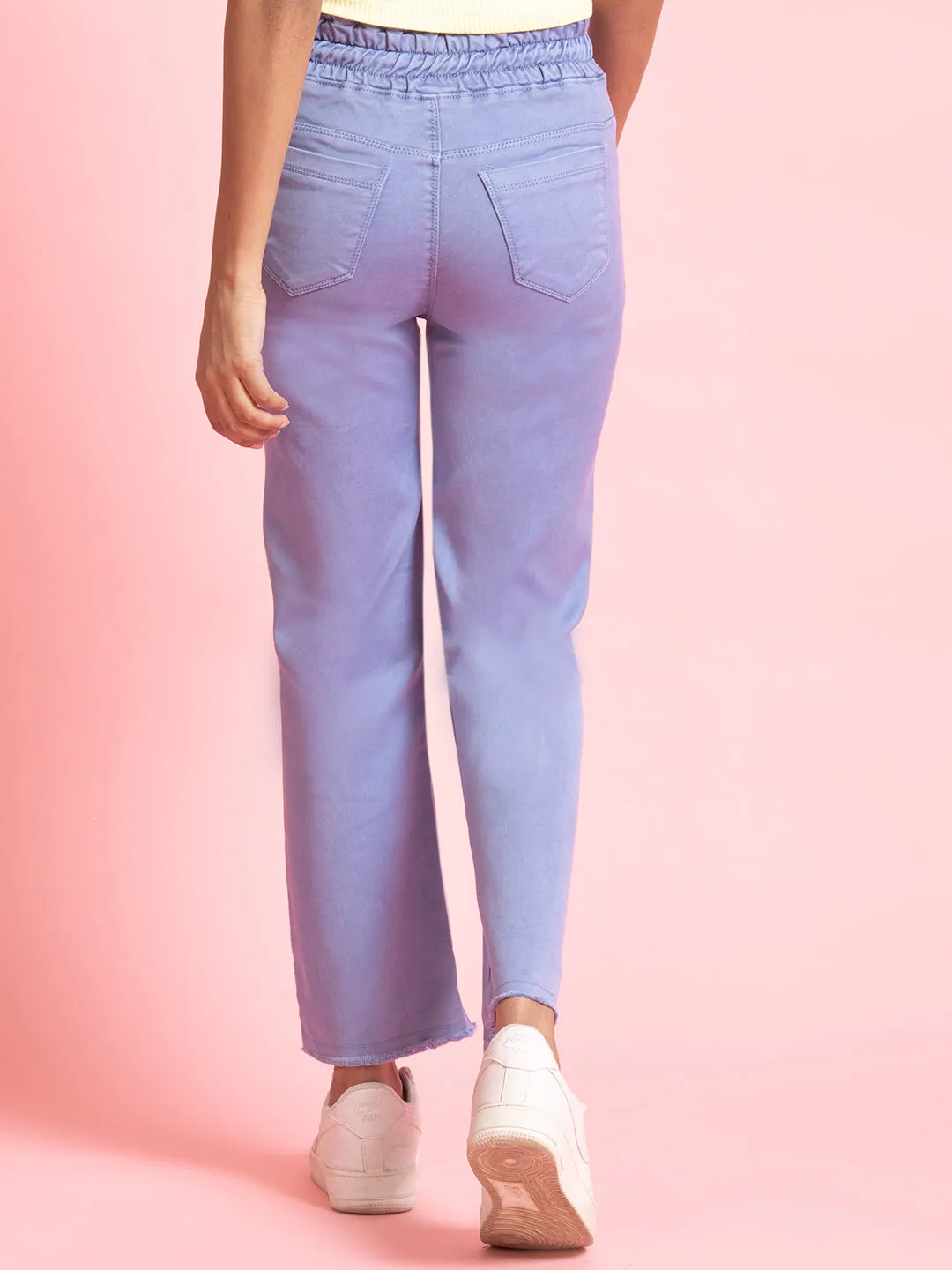 Blue Denim Full-Length Elastic Closure Jeans