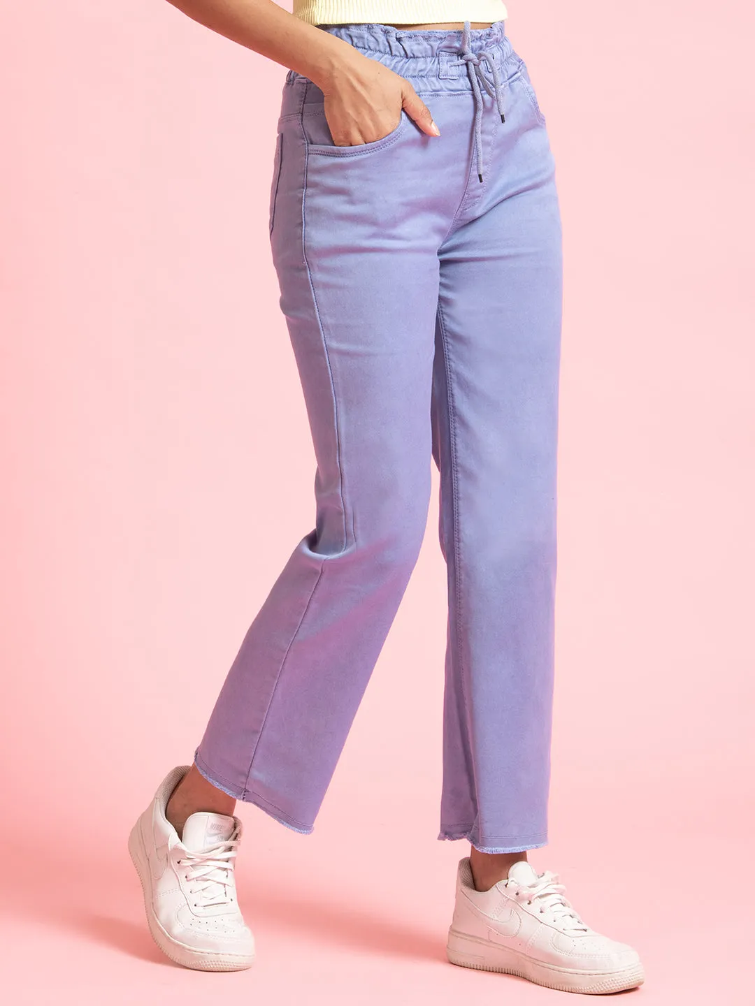 Blue Denim Full-Length Elastic Closure Jeans