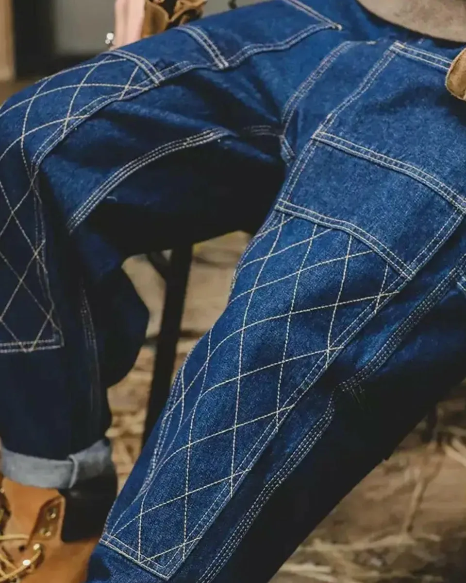 【BLUE LABEL】Diamond Stitch Double Knee Jeans P0301