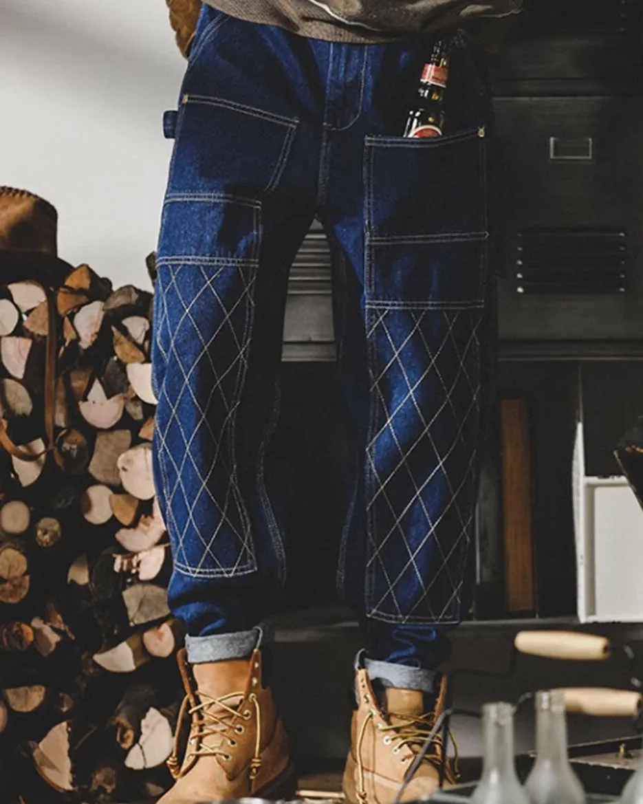【BLUE LABEL】Diamond Stitch Double Knee Jeans P0301