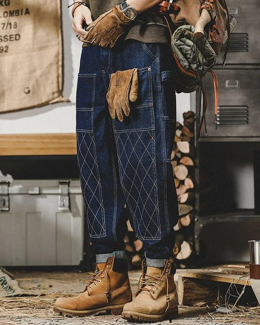 【BLUE LABEL】Diamond Stitch Double Knee Jeans P0301