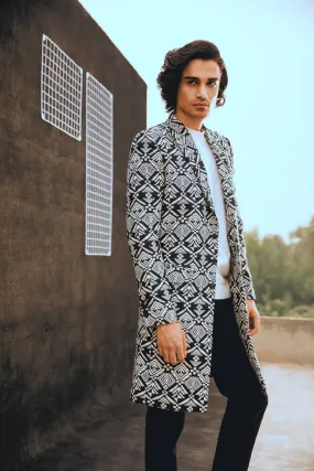 BOHEMIAN BLACK AND WHITE LONGCOAT
