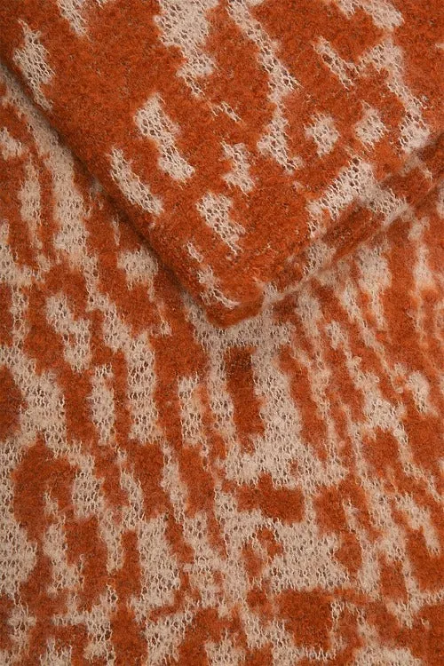 Brown Asymmetric Animal Print Blanket Scarf