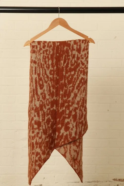 Brown Asymmetric Animal Print Blanket Scarf