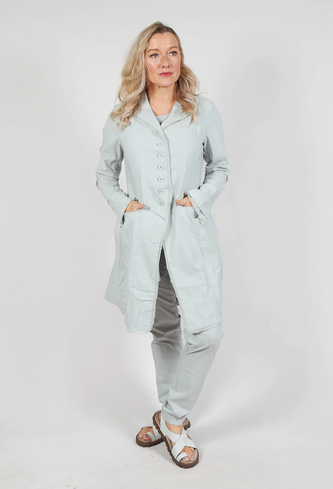 Button Through Coat in Grey