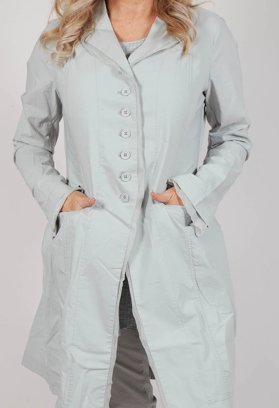 Button Through Coat in Grey