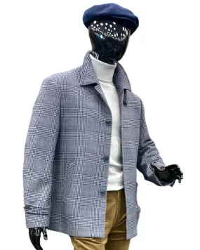 Canuti By Steven Land Mens Blue Plaid 100% Wool 4 Button Overcoat