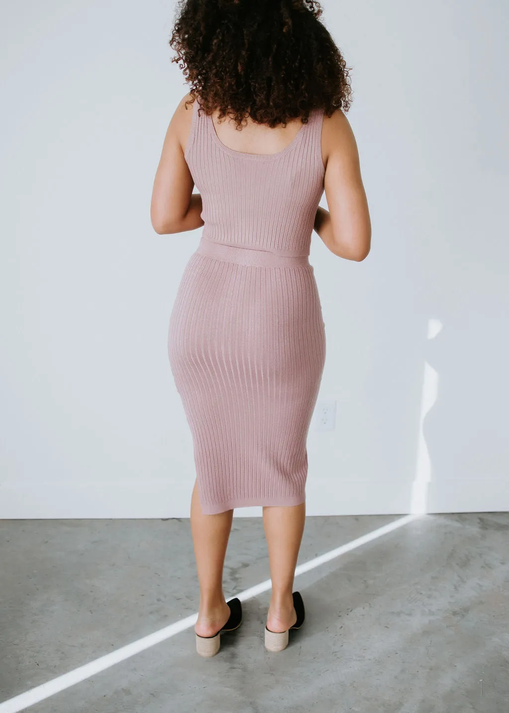 Chantria Ribbed Knit Midi Skirt