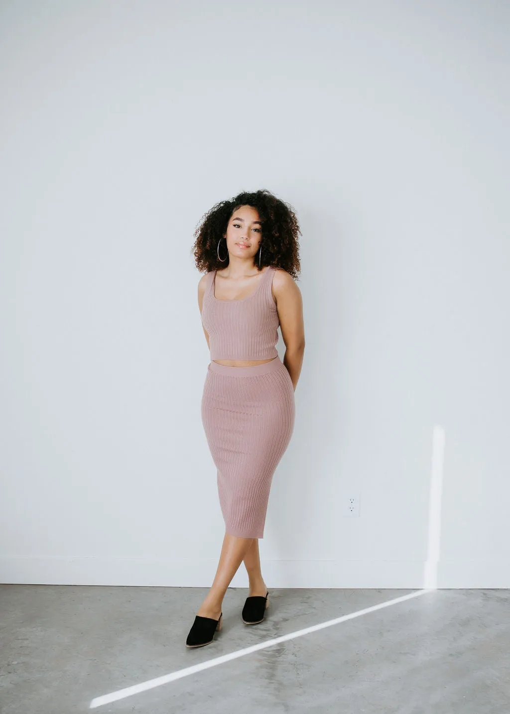 Chantria Ribbed Knit Midi Skirt