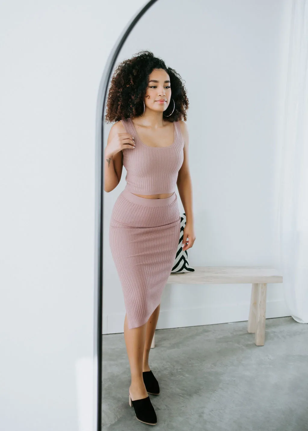 Chantria Ribbed Knit Midi Skirt