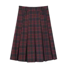 Classic Red Pleated Midi Skirt