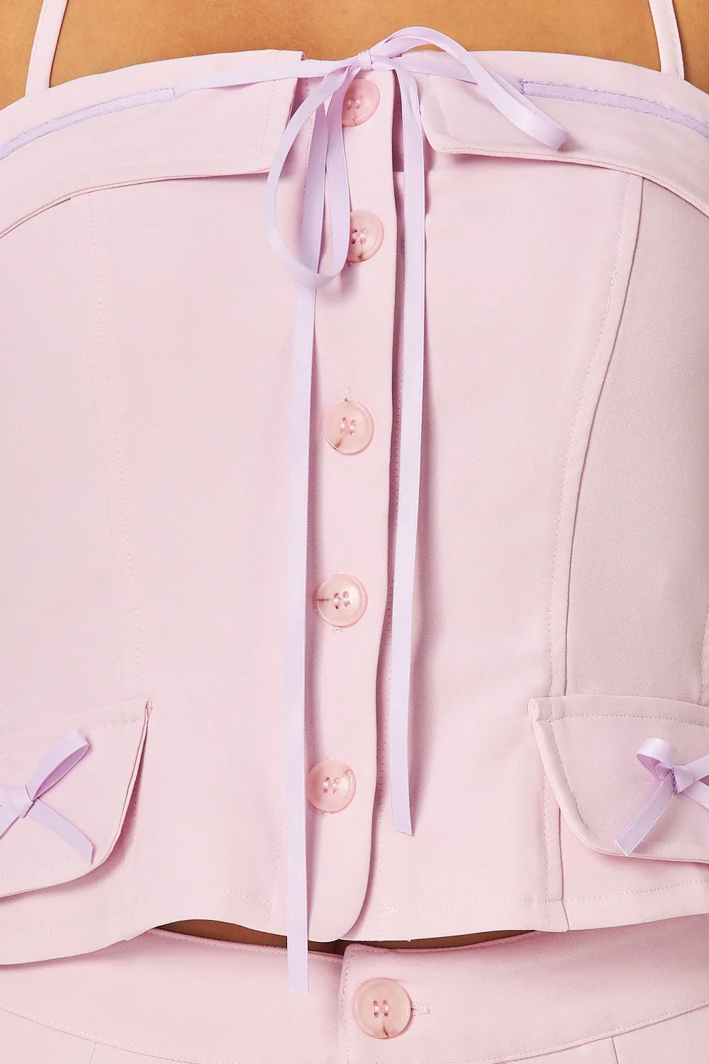 Coquette Mini Bow Button Down Cami & Midi Skirt Set