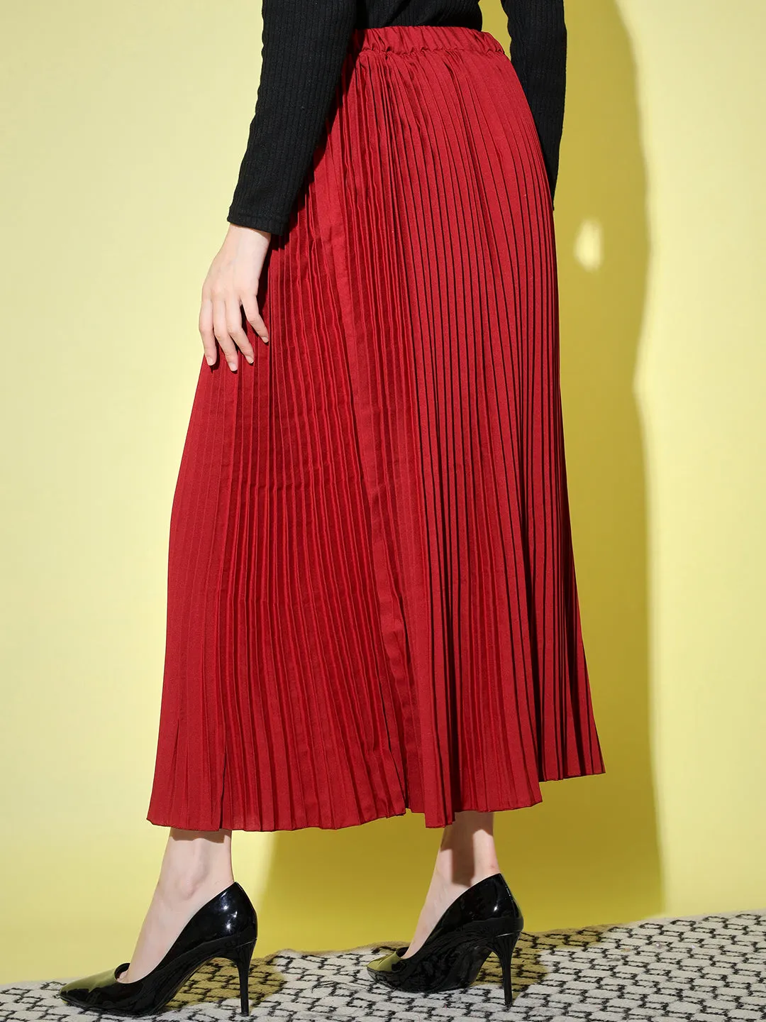 Crepe Pleated Women Skirt-3002-3006