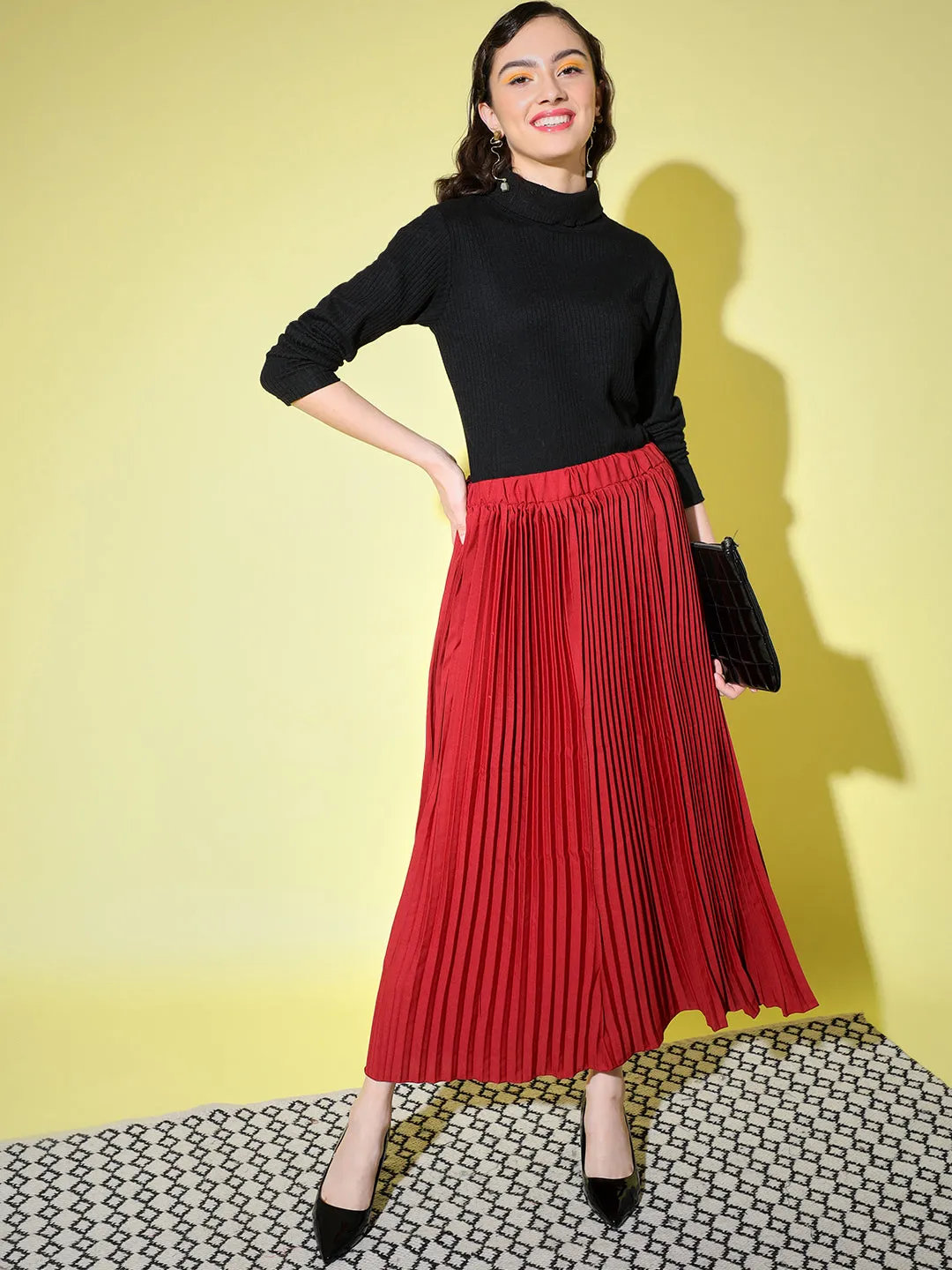 Crepe Pleated Women Skirt-3002-3006