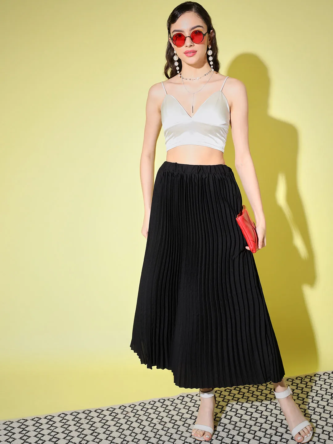 Crepe Pleated Women Skirt-3002-3006