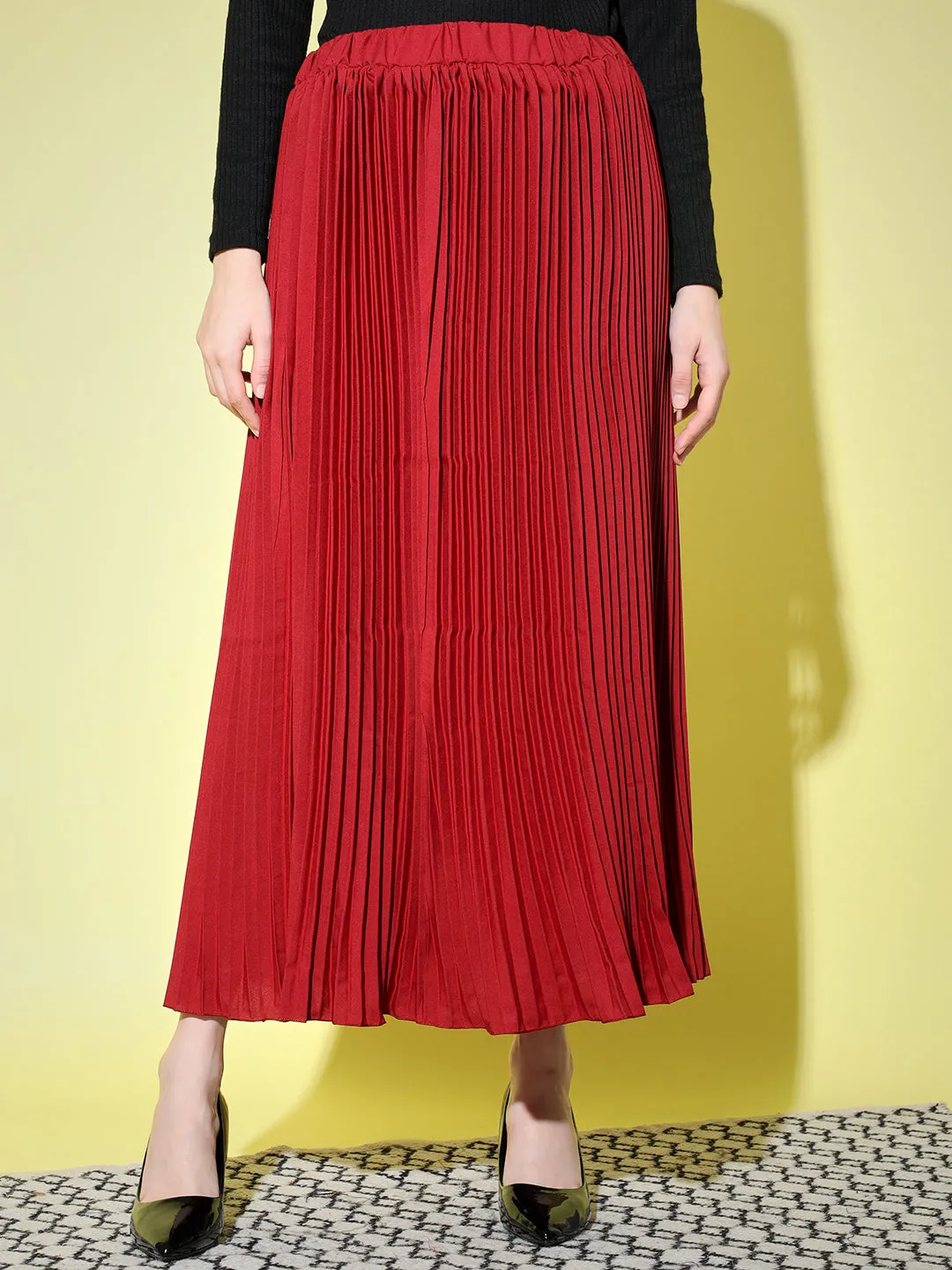 Crepe Pleated Women Skirt-3002-3006