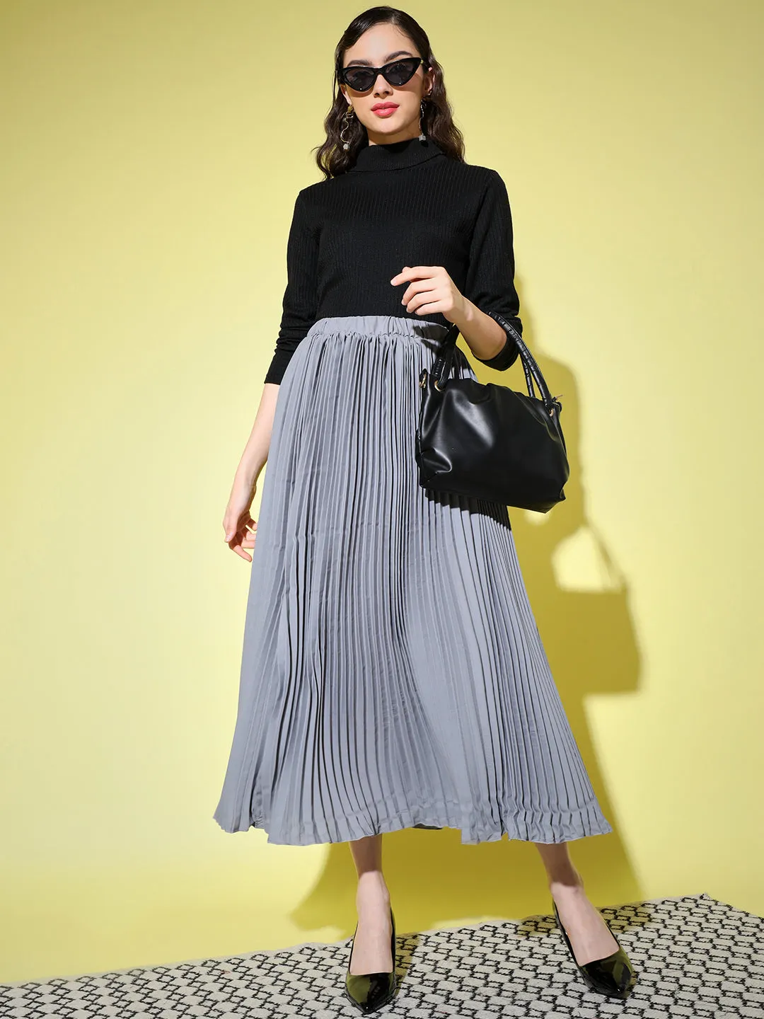 Crepe Pleated Women Skirt-3002-3006