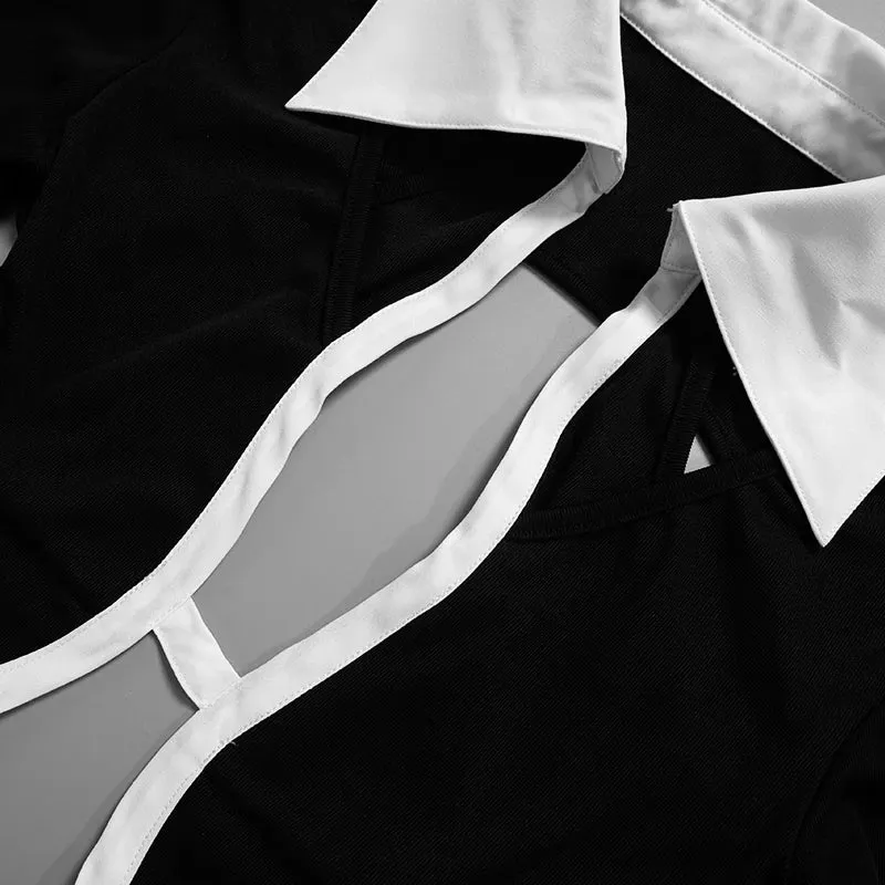 Cut The Check Collar Jumpsuit