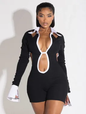 Cut The Check Collar Jumpsuit